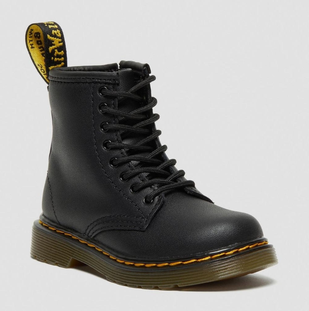 Dr. Martens Black Boots Zip-up With Lazers 1460 Soft Leather.